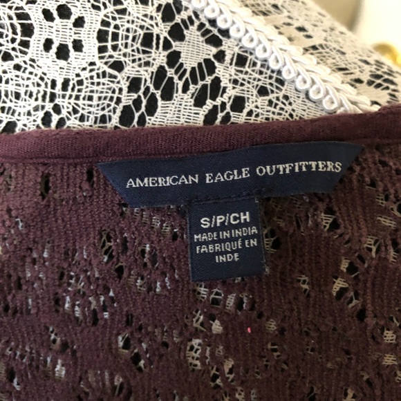 American Eagle Burgundy Boho Light Cardigan Blouse - Picture 4 of 4